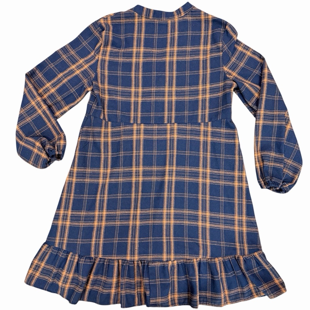 Cupshe Women's Long Sleeve Mini Plaid Black Brown V-neck Dress‎ - Size M - Picture 4 of 11